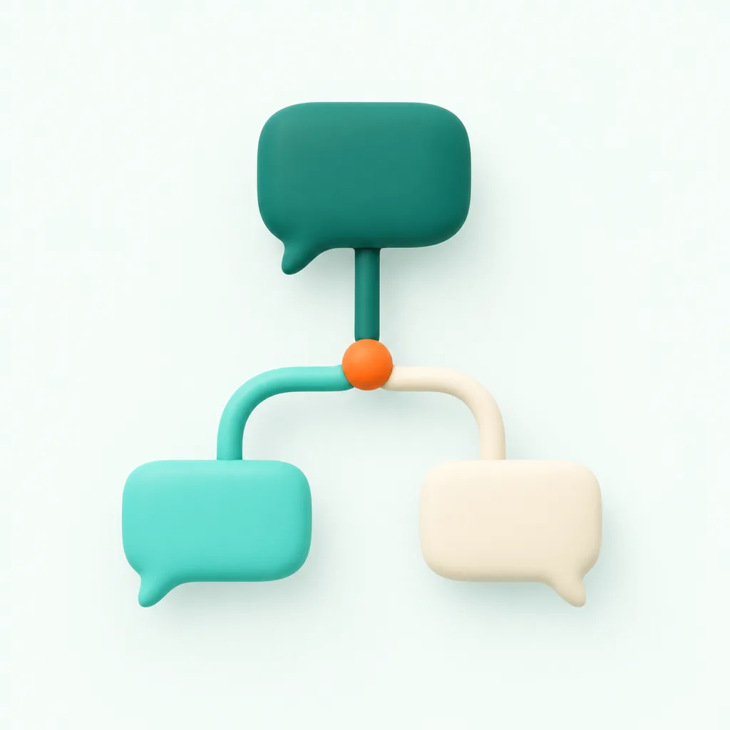 Illustration of chat bubbles connected in a branching flow