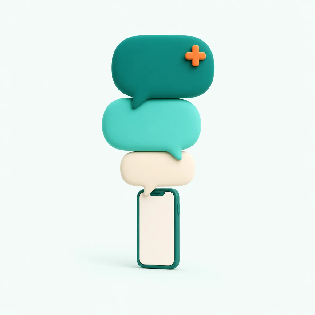Illustration of a phone with a growing stack of chat bubbles